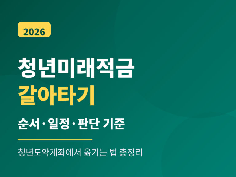 청년미래적금 갈아타기 2026 — 순서·일정·판단 기준
