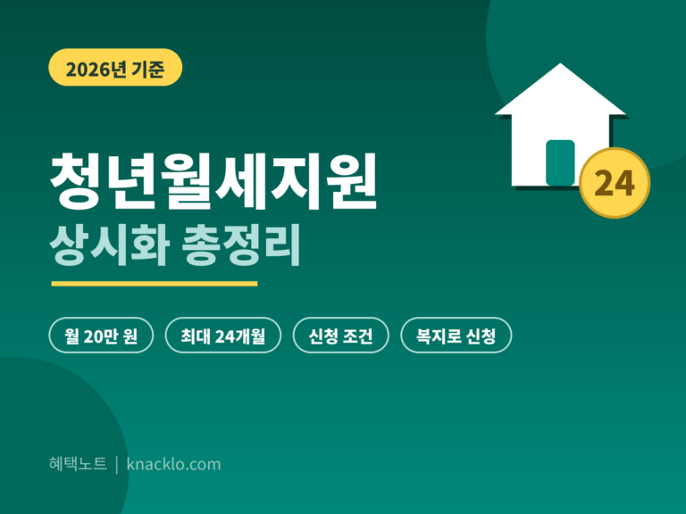 청년월세지원 2026 - 상시 신청, 월 20만원 최대 24개월, 신청 조건